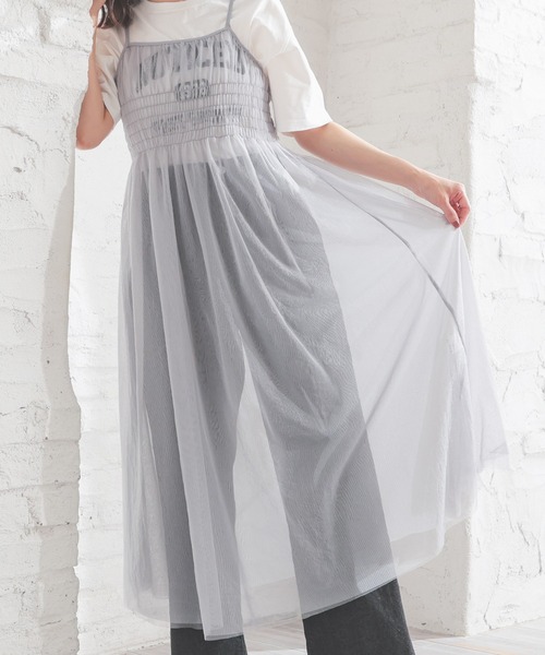 Honeys（ハニーズ）の「シアーチュールキャミワンピース（ワンピース・レディース・チャコールグレー/グレー/ブラック/アイボリー・LL/S/M/L）」の13枚目の写真