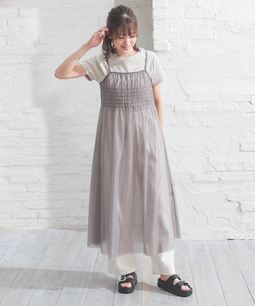 Honeys（ハニーズ）の「シアーチュールキャミワンピース（ワンピース・レディース・チャコールグレー/グレー/ブラック/アイボリー・LL/S/M/L）」の14枚目の写真