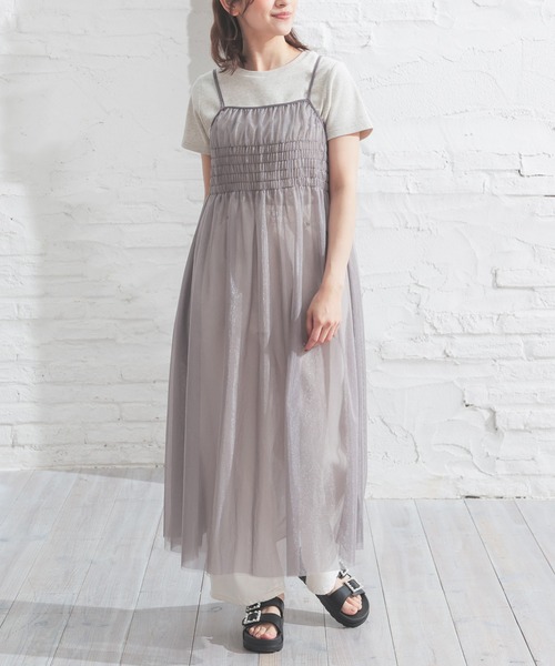 Honeys（ハニーズ）の「シアーチュールキャミワンピース（ワンピース・レディース・チャコールグレー/グレー/ブラック/アイボリー・LL/S/M/L）」の15枚目の写真