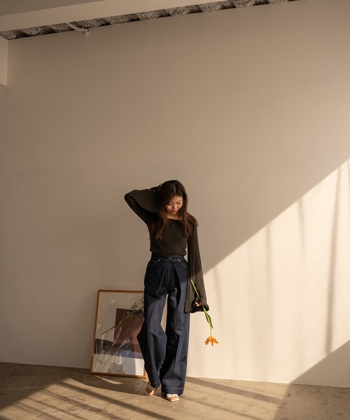 mideal（マイディール）の「front tuck wide denim / フロント