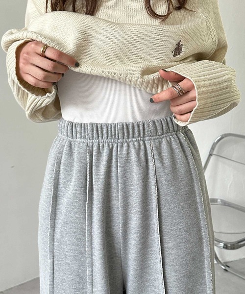 GeeRA（ジーラ）の「【新色追加/S-LLサイズ】フロントラインワイドスウェットパンツ（スウェットパンツ・レディース・杢グレー/ブラック/オートミール/チャコール・MEDIUM/LARGE/X-LARGE/SMALL）」の5枚目の写真