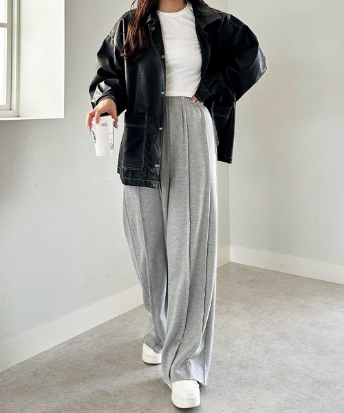 GeeRA（ジーラ）の「【新色追加/S-LLサイズ】フロントラインワイドスウェットパンツ（スウェットパンツ・レディース・杢グレー/ブラック/オートミール/チャコール・MEDIUM/LARGE/X-LARGE/SMALL）」の10枚目の写真