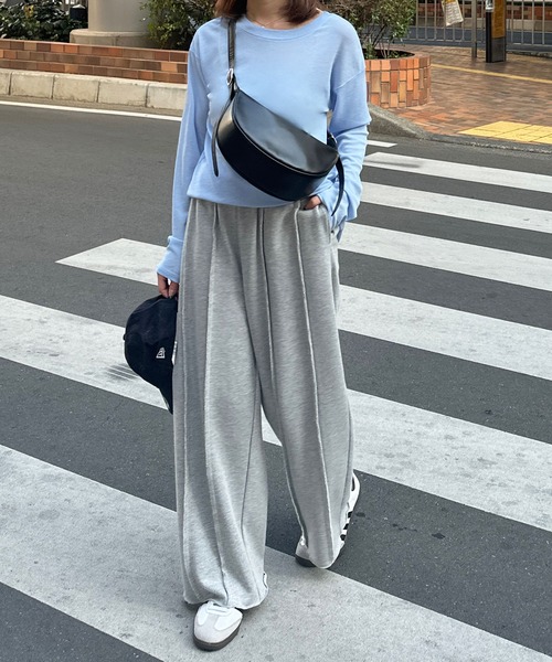 GeeRA（ジーラ）の「【新色追加/S-LLサイズ】フロントラインワイドスウェットパンツ（スウェットパンツ・レディース・杢グレー/ブラック/オートミール/チャコール・MEDIUM/LARGE/X-LARGE/SMALL）」の14枚目の写真