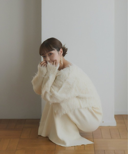 Olu.（オルドット）の「【omayu × Olu.】シャギーショートカーディガン（カーディガン/ボレロ・レディース・ピンク/アイボリー/グレイッシュベージュ/ブラウン・FREE）」の19枚目の写真