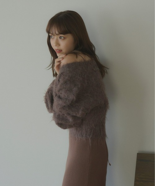 Olu.（オルドット）の「【omayu × Olu.】シャギーショートカーディガン（カーディガン/ボレロ・レディース・ピンク/アイボリー/グレイッシュベージュ/ブラウン・FREE）」の8枚目の写真