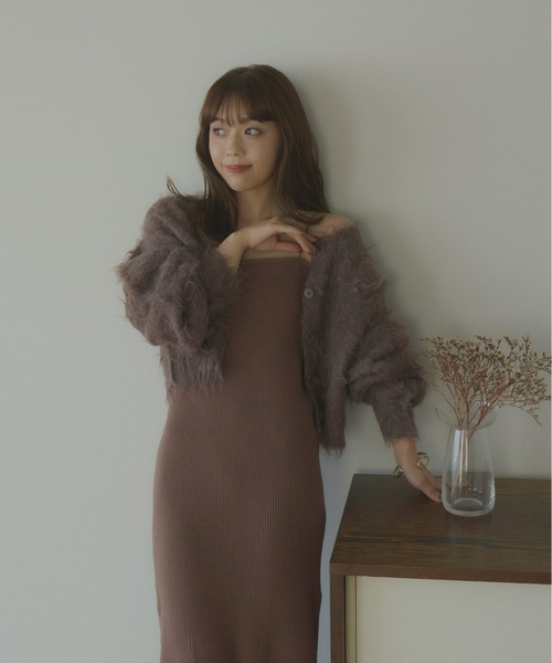 Olu.（オルドット）の「【omayu × Olu.】シャギーショートカーディガン（カーディガン/ボレロ・レディース・ピンク/アイボリー/グレイッシュベージュ/ブラウン・FREE）」の9枚目の写真