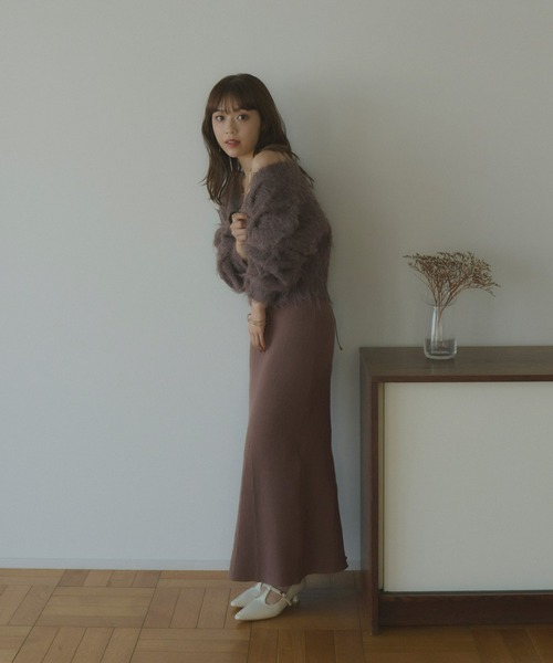 Olu.（オルドット）の「【omayu × Olu.】シャギーショートカーディガン（カーディガン/ボレロ・レディース・ピンク/アイボリー/グレイッシュベージュ/ブラウン・FREE）」の6枚目の写真