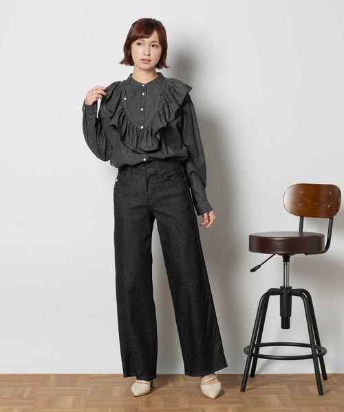 SOMETHING(サムシング)の「【SOMETHING】「LISA」セミワイドパンツ(その他パンツ・レディース・ブラック・25inch/26inch/27inch/28inch/29inch/30inch)」の3枚目の写真