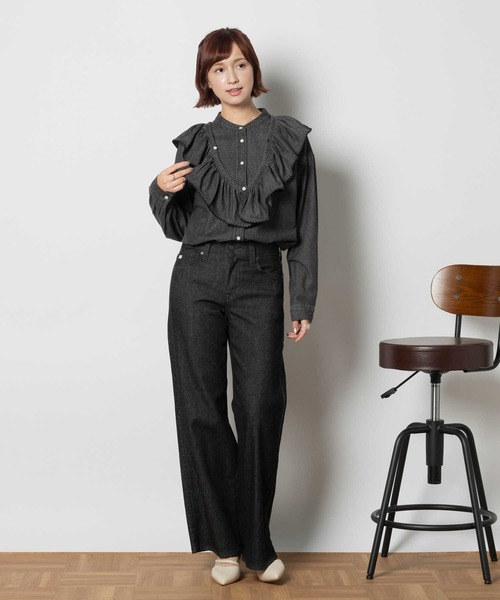 SOMETHING(サムシング)の「【SOMETHING】「LISA」セミワイドパンツ(その他パンツ・レディース・ブラック・25inch/26inch/27inch/28inch/29inch/30inch)」の2枚目の写真