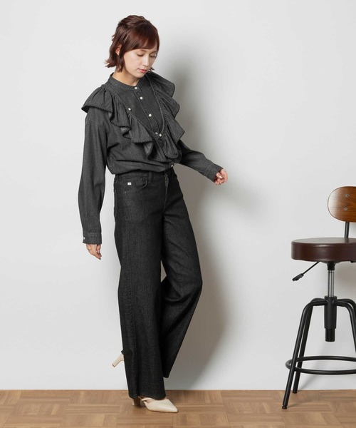 SOMETHING(サムシング)の「【SOMETHING】「LISA」セミワイドパンツ(その他パンツ・レディース・ブラック・25inch/26inch/27inch/28inch/29inch/30inch)」の4枚目の写真