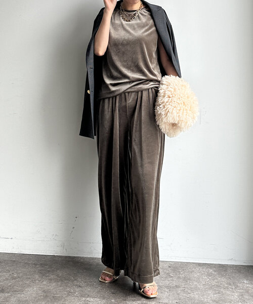 DouDou（ドゥドゥ）の「トリアセベロアタンク（Tシャツ/カットソー・レディース・カーキ/グレー・FREE）」の21枚目の写真