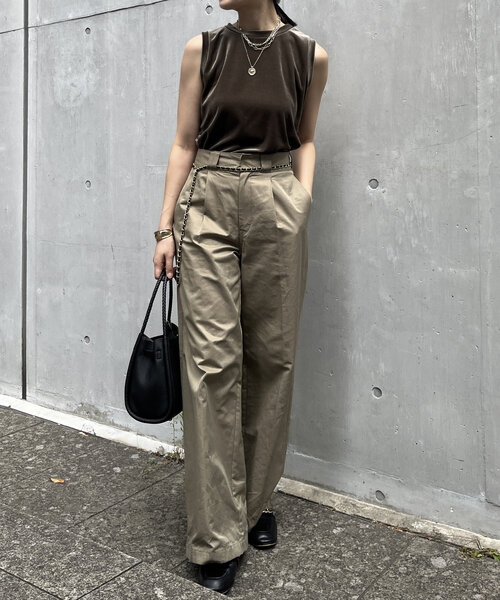 DouDou（ドゥドゥ）の「トリアセベロアタンク（Tシャツ/カットソー・レディース・カーキ/グレー・FREE）」の15枚目の写真