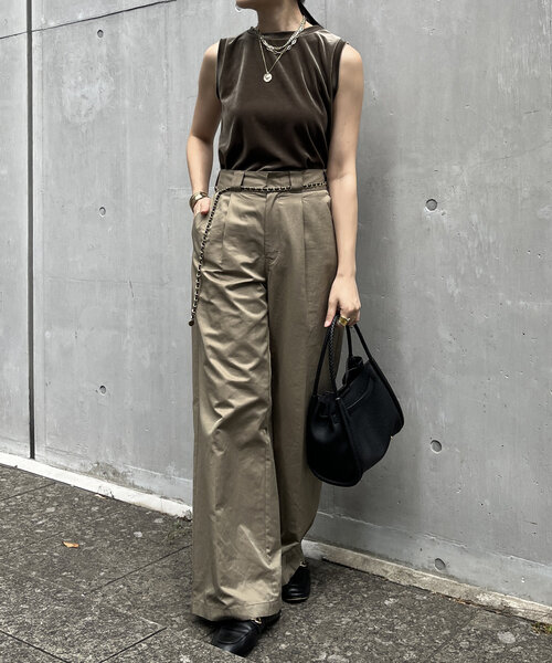 DouDou（ドゥドゥ）の「トリアセベロアタンク（Tシャツ/カットソー・レディース・カーキ/グレー・FREE）」の14枚目の写真