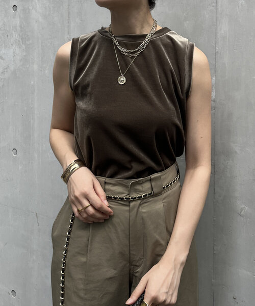 DouDou（ドゥドゥ）の「トリアセベロアタンク（Tシャツ/カットソー・レディース・カーキ/グレー・FREE）」の12枚目の写真