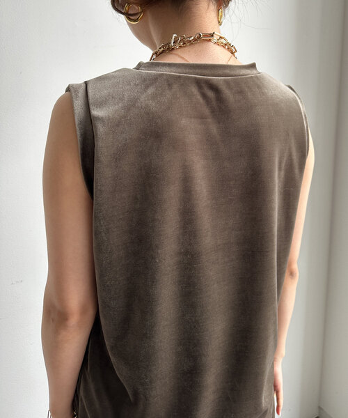 DouDou（ドゥドゥ）の「トリアセベロアタンク（Tシャツ/カットソー・レディース・カーキ/グレー・FREE）」の6枚目の写真