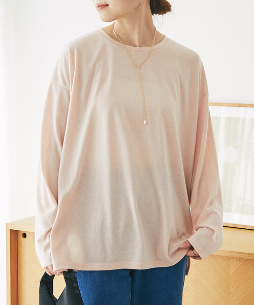 un dix cors（アンディコール）の「《デイリーに着回せる》スラブシアーロンTEE（Tシャツ/カットソー・レディース・ピンク/オフホワイト/チャコールグレー・FREE）」の15枚目の写真
