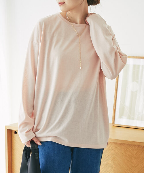 un dix cors（アンディコール）の「《デイリーに着回せる》スラブシアーロンTEE（Tシャツ/カットソー・レディース・ピンク/オフホワイト/チャコールグレー・FREE）」の16枚目の写真