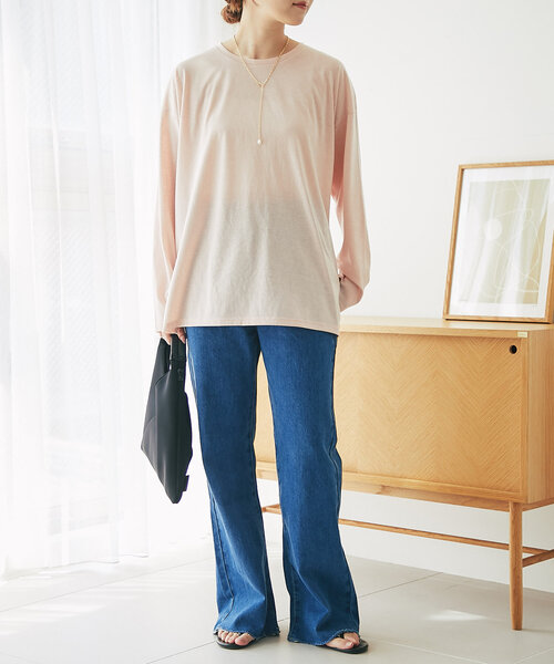 un dix cors（アンディコール）の「《デイリーに着回せる》スラブシアーロンTEE（Tシャツ/カットソー・レディース・ピンク/オフホワイト/チャコールグレー・FREE）」の19枚目の写真