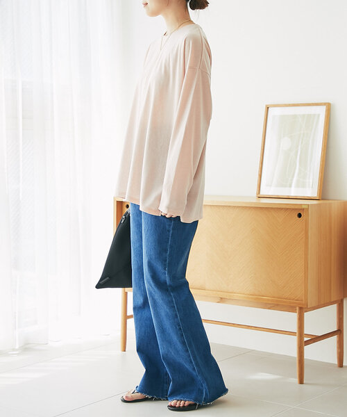 un dix cors（アンディコール）の「《デイリーに着回せる》スラブシアーロンTEE（Tシャツ/カットソー・レディース・ピンク/オフホワイト/チャコールグレー・FREE）」の20枚目の写真