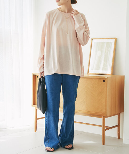 un dix cors（アンディコール）の「《デイリーに着回せる》スラブシアーロンTEE（Tシャツ/カットソー・レディース・ピンク/オフホワイト/チャコールグレー・FREE）」の22枚目の写真