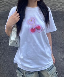 ハートチェリープリント半袖Tシャツ