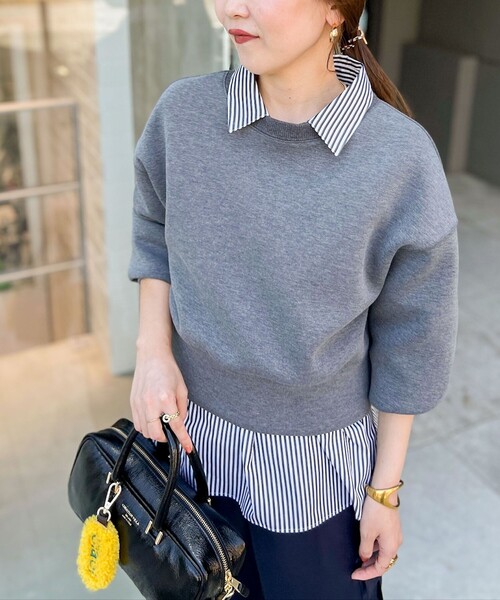 NOLLEY’S Sophi（ノーリーズソフィ）の「刺繍ダンボールショートプルオーバーカットソー（Tシャツ/カットソー・レディース・ネイビー/グレー・38）」の10枚目の写真