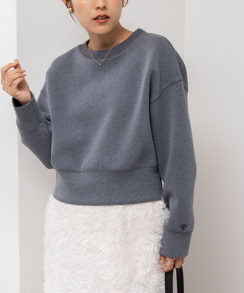 NOLLEY’S Sophi（ノーリーズソフィ）の「刺繍ダンボールショートプルオーバーカットソー（Tシャツ/カットソー・レディース・ネイビー/グレー・38）」の4枚目の写真