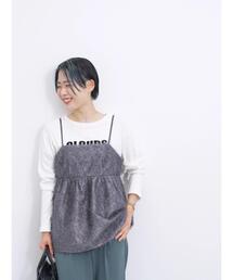 Samansa Mos2 blue | ラメフェザーキャミビスチェ(シャツ/ブラウス)