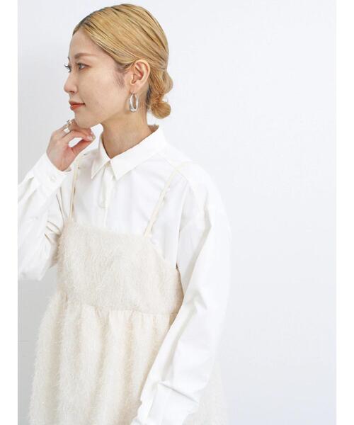 Samansa Mos2 blue（サマンサモスモスブルー）の「ラメフェザーキャミビスチェ（シャツ/ブラウス・レディース・ブラック/キナリ/チャコールグレー・F）」の4枚目の写真