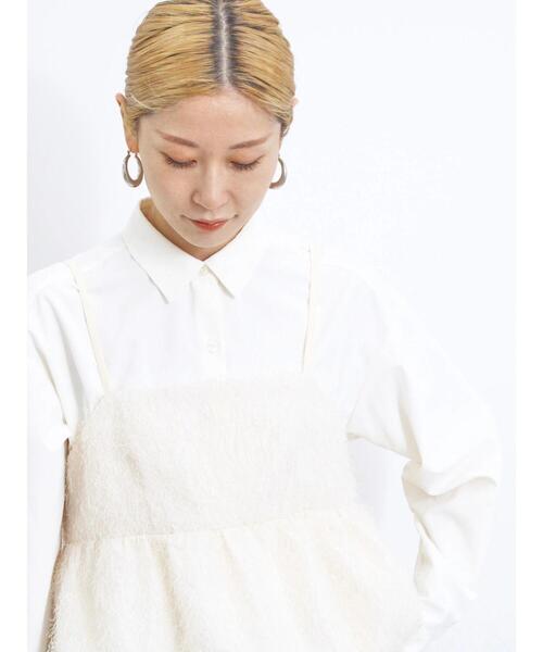 Samansa Mos2 blue（サマンサモスモスブルー）の「ラメフェザーキャミビスチェ（シャツ/ブラウス・レディース・ブラック/キナリ/チャコールグレー・F）」の12枚目の写真