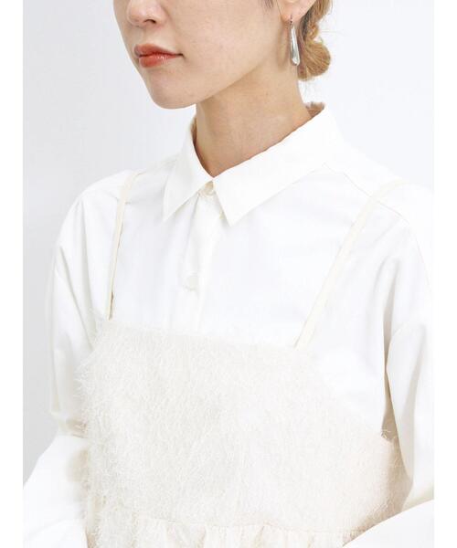 Samansa Mos2 blue（サマンサモスモスブルー）の「ラメフェザーキャミビスチェ（シャツ/ブラウス・レディース・ブラック/キナリ/チャコールグレー・F）」の13枚目の写真