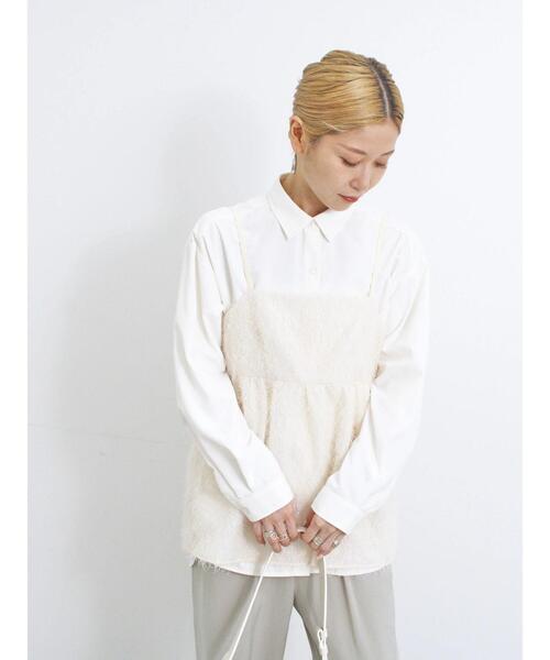 Samansa Mos2 blue（サマンサモスモスブルー）の「ラメフェザーキャミビスチェ（シャツ/ブラウス・レディース・ブラック/キナリ/チャコールグレー・F）」の14枚目の写真