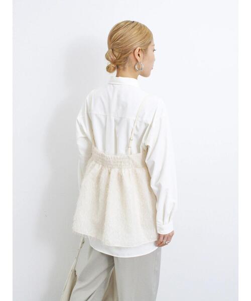 Samansa Mos2 blue（サマンサモスモスブルー）の「ラメフェザーキャミビスチェ（シャツ/ブラウス・レディース・ブラック/キナリ/チャコールグレー・F）」の15枚目の写真