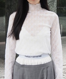THINGS THAT MATTER | MONOGRAM FLOCKY PRINT TULLE TOPS / モノグラムフロッキープリントチュールトップス(その他トップス)