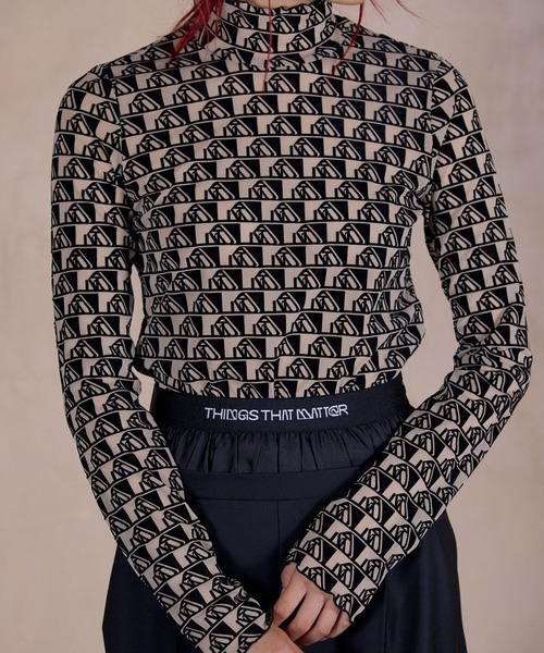 THINGS THAT MATTER（シングス ザット マター）の「MONOGRAM FLOCKY PRINT TULLE TOPS / モノグラムフロッキープリントチュールトップス（その他トップス・レディース・ベージュ/ホワイト/ブラック・FREE）」の22枚目の写真