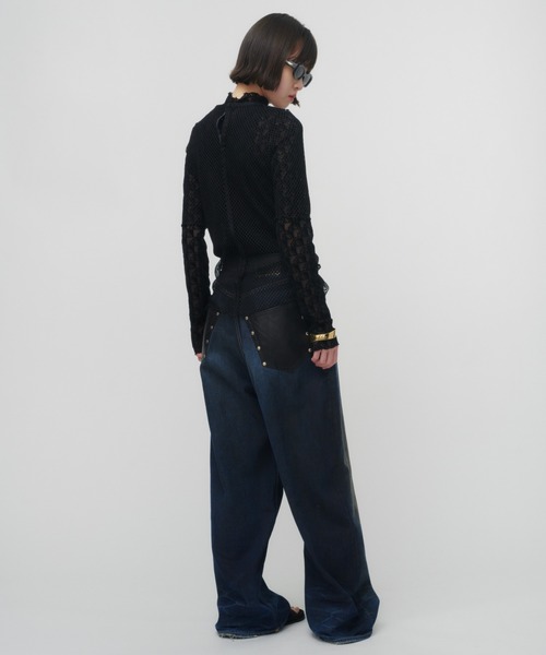 THINGS THAT MATTER（シングス ザット マター）の「MONOGRAM FLOCKY PRINT TULLE TOPS / モノグラムフロッキープリントチュールトップス（その他トップス・レディース・ベージュ/ホワイト/ブラック・FREE）」の18枚目の写真