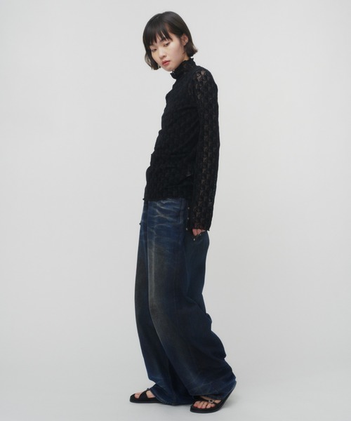 THINGS THAT MATTER（シングス ザット マター）の「MONOGRAM FLOCKY PRINT TULLE TOPS / モノグラムフロッキープリントチュールトップス（その他トップス・レディース・ベージュ/ホワイト/ブラック・FREE）」の20枚目の写真