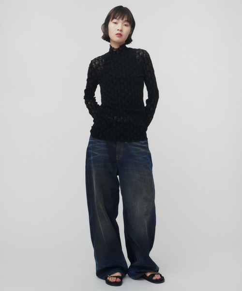 THINGS THAT MATTER（シングス ザット マター）の「MONOGRAM FLOCKY PRINT TULLE TOPS / モノグラムフロッキープリントチュールトップス（その他トップス・レディース・ベージュ/ホワイト/ブラック・FREE）」の19枚目の写真
