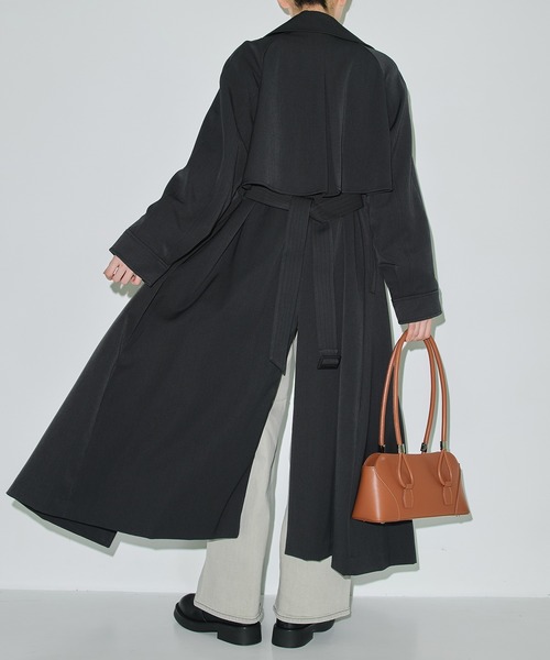 セール】【華奢見え・小顔効果】フレアヨークビッグカラートレンチ