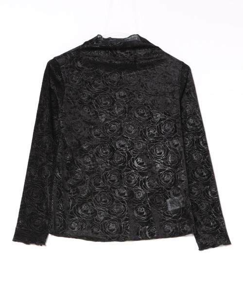 ap retro(アプレトロ)の「フラワーデザインシアーベロアハイネック(Tシャツ/カットソー・レディース・モカ/カーキ/オフホワイト/ベージュ/ブラック・FREE)」の3枚目の写真