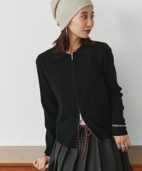 ジップアップポロカーディガン（カーディガン/ボレロ）｜Auntie Rosa