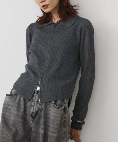 Auntie Rosa Holiday(アンティローザホリデー)の「ジップアップポロカーディガン(カーディガン/ボレロ・レディース・ブラック/グレー/ブラウン・FREE)」の8枚目の写真