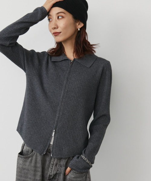 Auntie Rosa Holiday(アンティローザホリデー)の「ジップアップポロカーディガン(カーディガン/ボレロ・レディース・ブラック/グレー/ブラウン・FREE)」の9枚目の写真