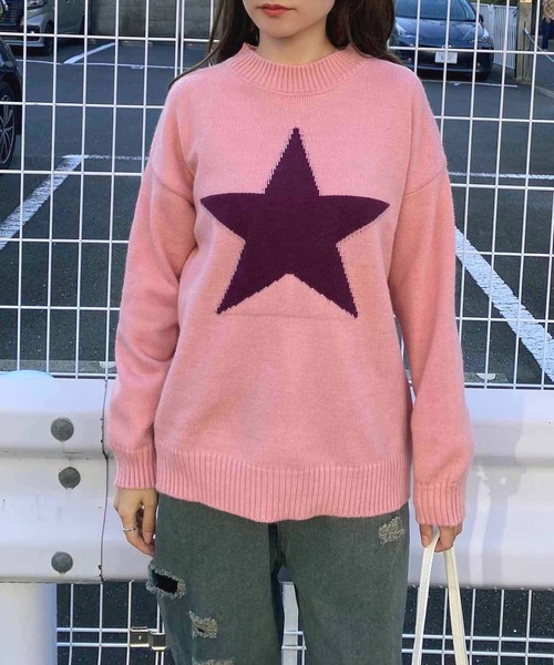 NANEA（ナネア）の「スターモチーフニットプルオーバー（ニット/セーター・レディース・ピンク/グレー・フリー）」の5枚目の写真