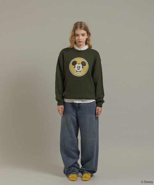 MUHET（ミュエータ）の「【Disney/ディズニー】ミッキーマウス/プリントニットプルオーバー（ニット/セーター・レディース・ネイビー/カーキ・MEDIUM/SMALL/LARGE）」の15枚目の写真