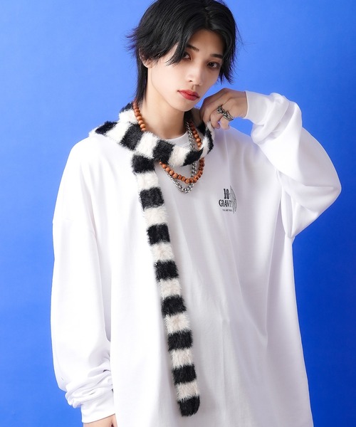 an meets zakka ボーダーファーニットロングナロースカーフ