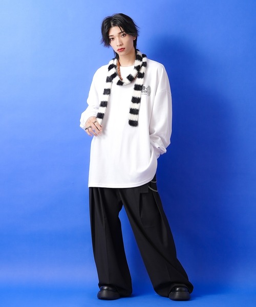 an meets zakka ボーダーファーニットロングナロースカーフ