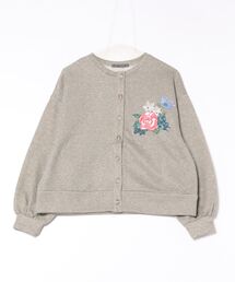 543237：花と蝶の刺繍 ラメ裏毛カーディガン