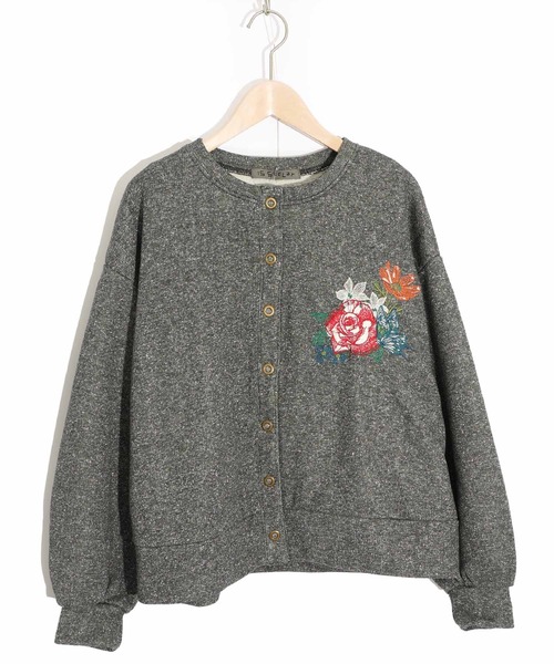 iS ScoLar（イズスカラー）の「543237：花と蝶の刺繍 ラメ裏毛カーディガン（カーディガン/ボレロ・レディース・ピンク/ベージュ/ブラック・M）」の11枚目の写真