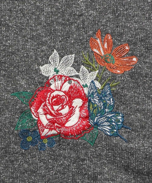iS ScoLar（イズスカラー）の「543237：花と蝶の刺繍 ラメ裏毛カーディガン（カーディガン/ボレロ・レディース・ピンク/ベージュ/ブラック・M）」の12枚目の写真